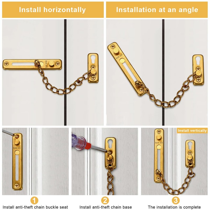 MSPEBEC Anti-Theft Chain 304 Stainless Steel Door Chain with Screw