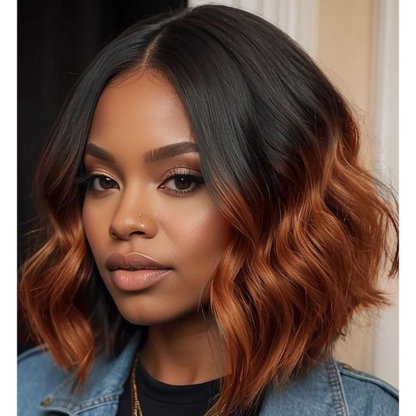 Short Wavy Wig for Women Lace Hairline Bob Style Curly