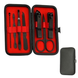 Black Nail Clipper SetBlack Box, Comprehensive Manicure and Pedicure Tools Kit with Fingernail Clippers, Toenail Clippers, and Cuticle Pusher for Travel Essentials and Gifts for Men