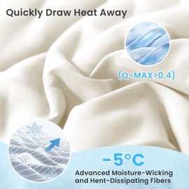 HYLEORY Cooling Comforter Twin Size - Summer Cooling Blanket for Hot Sleepers/Night Sweats, Double-Sided Cold Touch Silky Ice Comforters, Breathable Lightweight Beddings, Cool Cream, 68"x90"