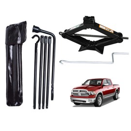for 2002-2015 Dodge Ram 1500 Spare Tire Tool Kit and 2 Ton Scissor Jack Extend from 105MM to 385MM, Premium Car Spare Tire Replacement Tools Kit