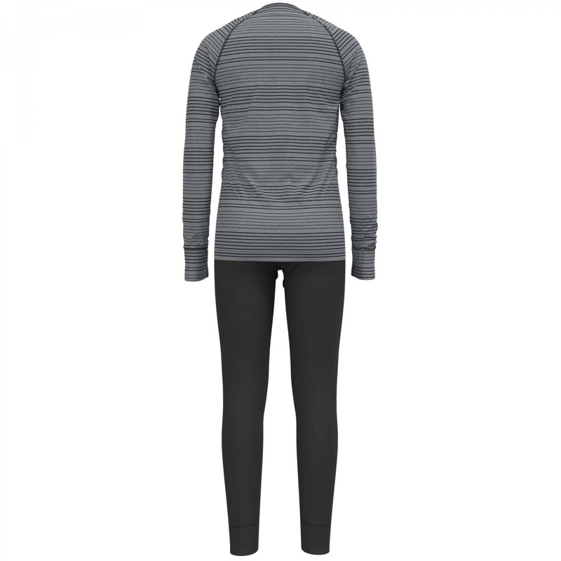 Odlo Unisex Children's Active Warm Eco Baselayer Set, Black-Grey Melange,