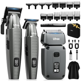 Ufree 3 in 1 Hair Clippers for Men Professional, Beard Trimmer and Foil Shaver Electric Razor, Cordless Barber Clippers and Trimmers Set for Hair Cutting and Grooming, Gifts for Men