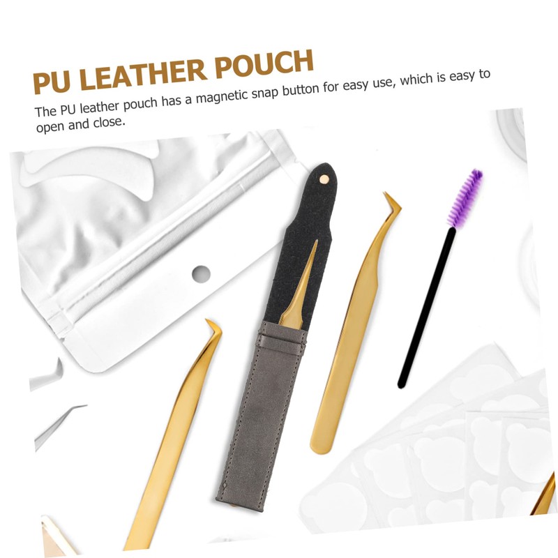 SAFIGLE 3Pcs Eyelash Extension Tweezers Pouch Makeup Tool Container for
