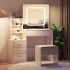 Jojoka Vanity Makeup Dressing Table Set w/Stool 4 Drawer, Sliding