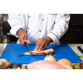 Thirteen Chefs Extra Large 24 x 18 Blue Cutting Board - 1/2" Thick HDPE Plastic for Fish and Seafood, Restaurant Quality Poly, NSF for Commercial Kitchens