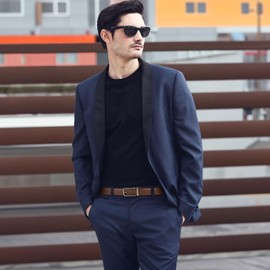 JasGood Men's Leather Belt Automatic Ratchet Belt for Men Leather Belt 33 mm Wide with Adjustable Automatic Buckle for Suit Business Casual, E-brown