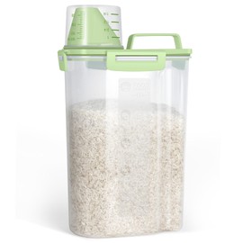 TBMax Small Rice Storage Container -5 Lbs Cereal Dispenser with Measuring Cup, Airtight Dry Food Container Bin for Kitchen Pantry Storage Organization -Green