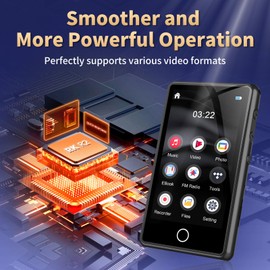 80GB Bluetooth MP3 Player, Digital Music Player Portable HiFi Sound Full Video Format, MP3 & MP4 Players with Speaker, FM Radio, Voice Recorder, Shuffle Repeat, Up to 256GB, Black