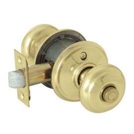 Schlage Georgian Bright Brass Steel Privacy Lockset ANSI Grade 2 1-3/4 in.