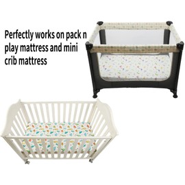 Pack n Play Sheets 2 Pack for Baby Boy, Stretchy Jersey Knitted Portable Mini Crib Sheets Playard Mattress Cover, Dinosaur Printing