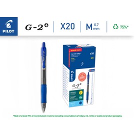 PILOT - Set di 20 G2 Plus - Penne Roller Gel Retrattili e Ricaricabili - Scrittura Confortevole - Blu - Punta Media
