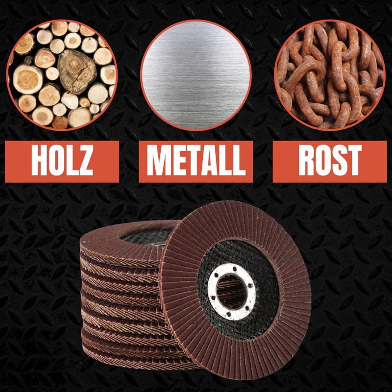 10 flap discs, diameter 125 mm, grain 80, brown, professional