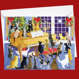 Galison Christmas Chorus – Notecard Set Featuring Adorable Holiday Cats Gathered Around 20 Cards And 21 Envelopes