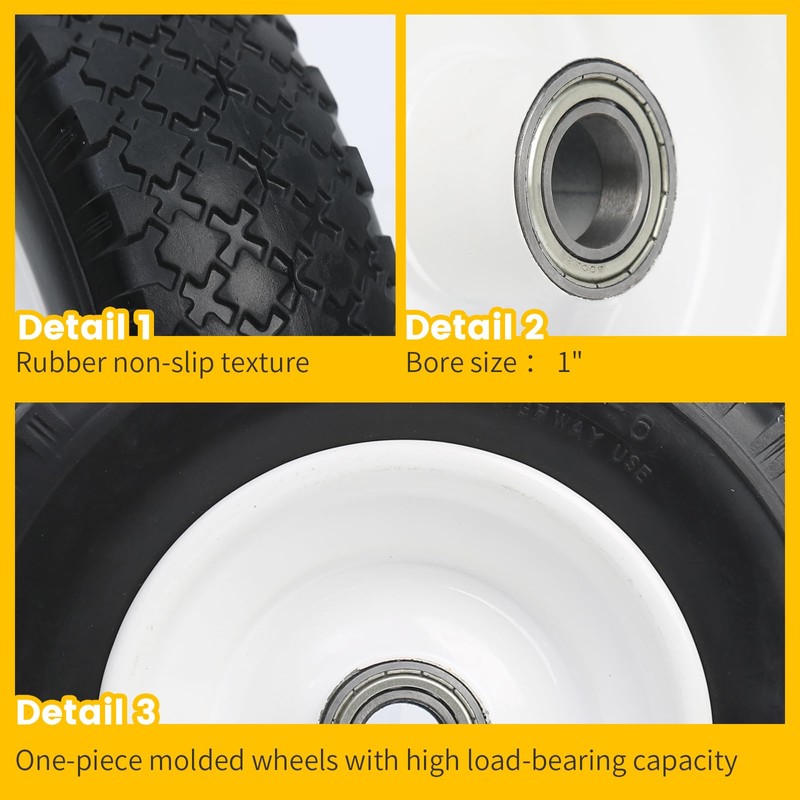 MaxxHaul 51067 12" Flat Free Solid Polyurethane All-Purpose Replacement Tire