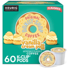 The Original Donut Shop Vanilla Cream Puff Coffee, Keurig Single Serve K-Cup Pods, Medium Roast Coffee, 60 Count, (6 Packs of 10)