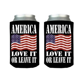 Rogue River Tactical USA Flag America Love It Collapsible Beer Can Bottle Beverage Cooler Sleeves 2 Pack Gift Set