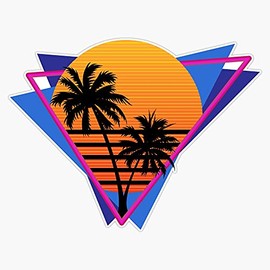 80S Inspired Synthwave Sun Design Bumper Sticker Window Vinyl Decal 5"