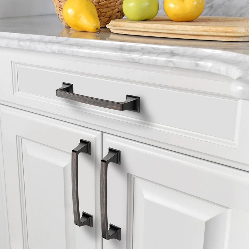 Amerdeco 10 Pack Kitchen Cabinet Handles Oil Rubbed Bronze Cabinet