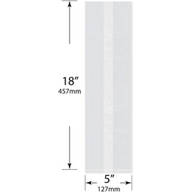 Plymor 5" x 4" x 18" (Pack of 200), 1 Mil Gusseted Plastic Bags