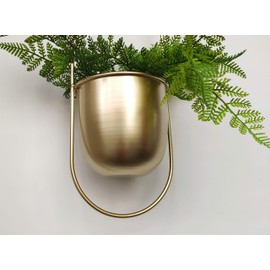 RISEON Boho Gold Metal Plant Hanger,Metal Wall and Ceiling Hanging Planter, Modern Planter, Mid Century Flower Pot Plant Holder, Minimalist Planter for Indoor Outdoor Home Decor