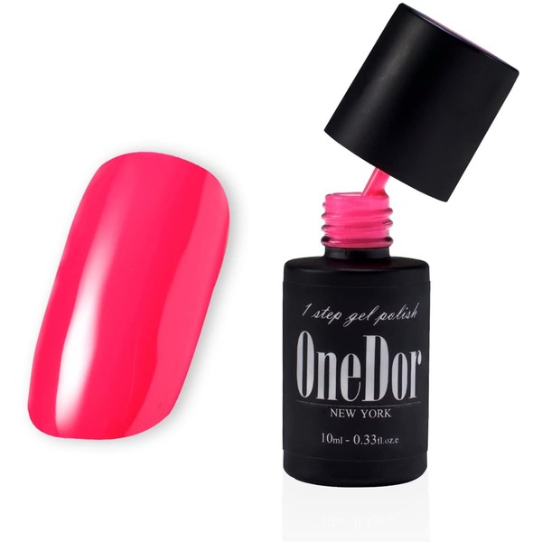 OneDor One Step Gel Polish UV Led Cured Required Soak Off Nail Polish No Base or Top Coat Nail Need (33-Hot Pink)