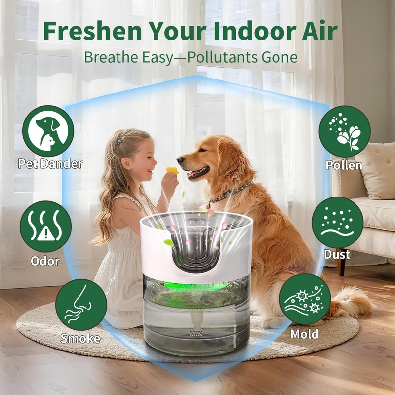 Aozale Water Air Purifier for Home, Quiet Variable Speed Water-Based