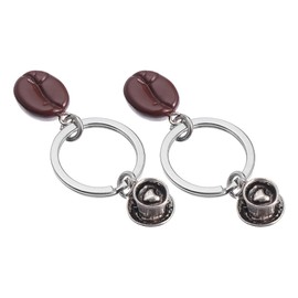 Toddmomy 2pc Heart Shape Coffee Bean Keychains Assorted Color Key Rings Creative Key Holder Pendant for Backpacks Stylish Keychain Ornaments Unique Bag Charms