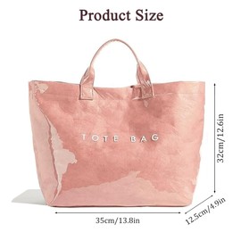 GSenhui PVC Tote Bag Women's Letters Print Tote Bag Large Kraft Paper Tote Bag Carry All Bag Top Handle Clear Hobo Handbag