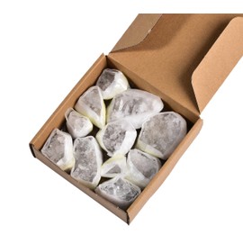 AMOYSTONE Natural Clear Quartz Cluster Minerals Healing Crystal Ore Specimen Small Clear Quartz Chrysanthemum Clusters for Kids Geography Rock Collect Small 1 Lbs/Box