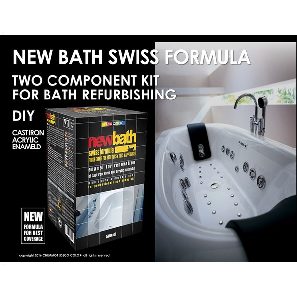 NewBath Bath Sink Shower Tiles Resurfacing Enamel White Water Resistant 2K Paint 500ml by DecoColor