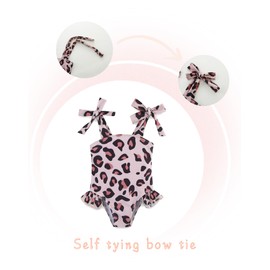 JingleBaBa Girls One Piece Leopard Print Swimsuits with Adjustable Straps Toddler Bathing Suit Girl Beach Swimwear 2-3T