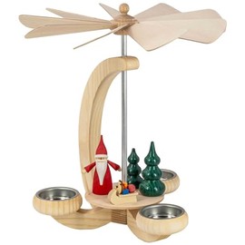 Seiffener Volkskunst Erzgebirge Pyramid Christmas Pyramid Tea Light Pyramid Craftsmanship from Germany Real Handmade 25 cm Christmas Gnome