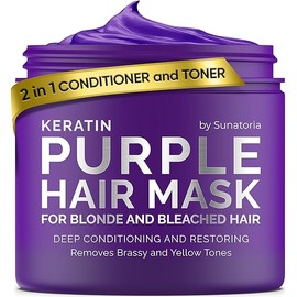 Sunatoria New Keratin Purple Hair Mask- Blonde Hair Purple Toner - Repair & Nourishment Treatment For Bleached, Brassy Hair - Blue Hair Mask, No Yellow Tones - Deep Conditioner For Color Treated Locks