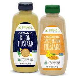 Primal Kitchen Mustard Variety 2 Pack, Whole 30 Approved, Organic Dijon and Spicy Brown Mustard