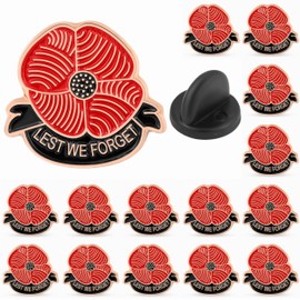 DISCAO 12/25/50/100 pieces enamel Poppy Flower Brooch Lapel Pin Memorial Day Lest We Forget Poppy Pins badge Military commemorative gift bulk (12)