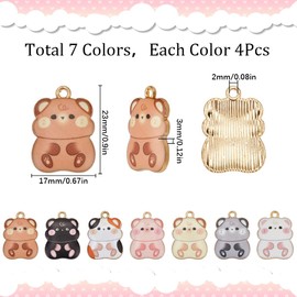 SUNNYCLUE 1 Box 28 Pieces 7 Colours Hamster Pendant Guinea Pig Pendant Gold-Plated Metal Alloy for Hanging Cute Enamel Animal Pendant for Jewellery Making Charms Accessories DIY Crafts Hal
