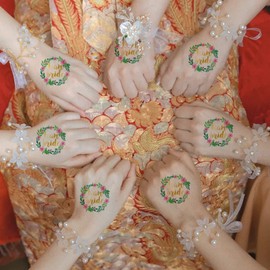 Nirbffo Team Bride Gold Flower Temporary Tattoos for Hen Do Night Bachelorette Party Accessories Decorations Adult Wedding Hand Tattoo Transfers Temporary Team Bride Tattoos+Bride Tattoos 12+2Pieces