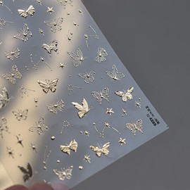Butterfly Nail Art Stickers Decals Golden Star Butterfly Nail Stickers 1PCS 5D Butterfly Nail Decals Gold Butterfly Nails Design Manicure Sliders Accessories for Women Spring DIY Nail Art Decorations