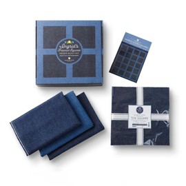 Indigo Washed Denim Quilting Kit | 10” Quilting Fabric Squares, 6.5 oz Yardage, Quilt Pattern Included | Quilt Supplies for Cutting Patterns, Embroidery, Sewing, and Blanket Making