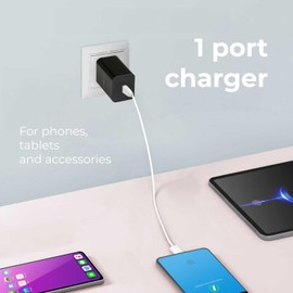 OcioDual EU Wall Charger 1 USB Ports with 5V 2.1A 10W Smart Phone Charger Power Supply for USB Plug Fast Charge Model ST660 Black