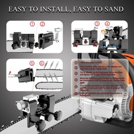 SMEIWANR Chainsaw Sharpening Jig, Hand Cranked Chainsaw Sharpening with 4.0 Grinding Heads Suitable Most Chainsaws, Portable Chain Saw Sharpening Tool Kit for Lumberjack or Garden Worker (Black)