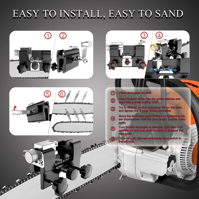 SMEIWANR Chainsaw Sharpening Jig, Hand Cranked Chainsaw Sharpening with 4.0