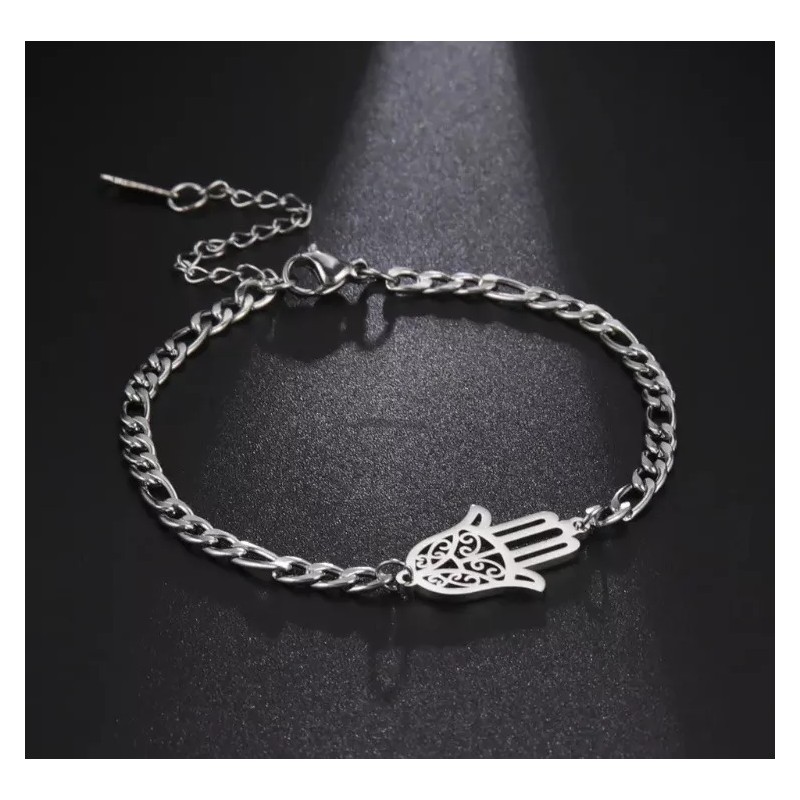 COLIBRI ALEGRE Pulsera Mano De Fátima Plateada