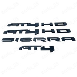 GMC 4PCS Gloss Black AT4 HD Emblems Sierra Letters Kit Fit GMC Sierra 2500 HD 3500HD