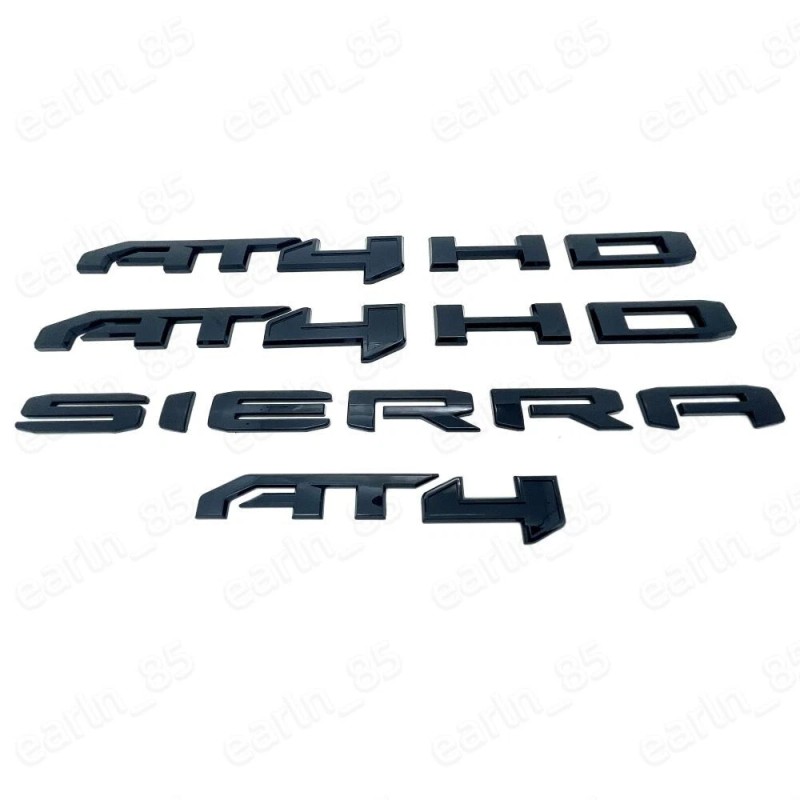 GMC 4PCS Gloss Black AT4 HD Emblems Sierra Letters Kit