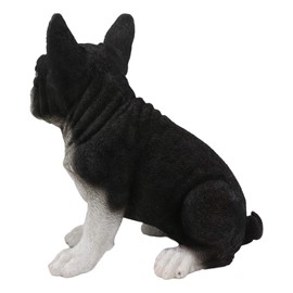 Ebros Realistic Lifelike Black French Bulldog Puppy Dog with Glass Eyes Statue 7" Tall Hand Painted Frenchie Figurine Dogs Animal Collectible with Textured Body
