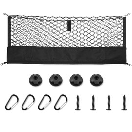 Amiss Envelope Style Truck Bed Cargo Net with Bottom Organizer, Portable Storage and Highly Elastic Cargo Net Organizer with Hook, Car Exterior Accessories for Cars, SUVs, Trucks (35.4" x 15.8")