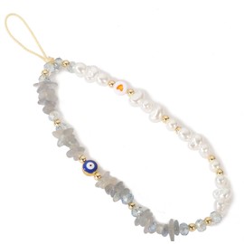 SKIRIFLA Evil Eye Phone Charm Strap, Evil Eye Phone Lanyard Crystal Strap, Cute Beaded Charm Aesthetic,Beaded Chain Preppy Charms Kawaii Keychain-14