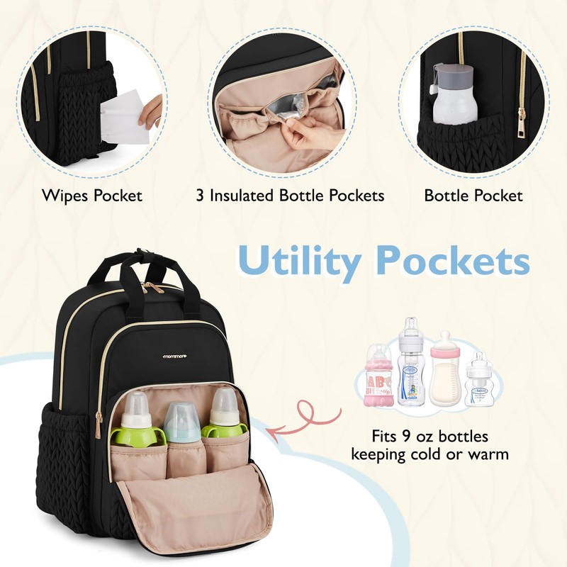 mommore Diaper Bag Backpack Large Baby Bag for Boys Girls